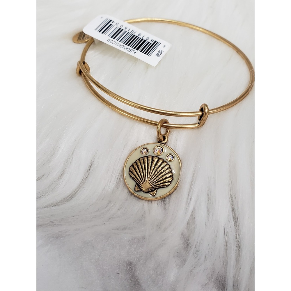 NEW Alex‎ and Ani Shell Bangle Bracelet Color Infusion  Rafaelian Gold SEASHELL